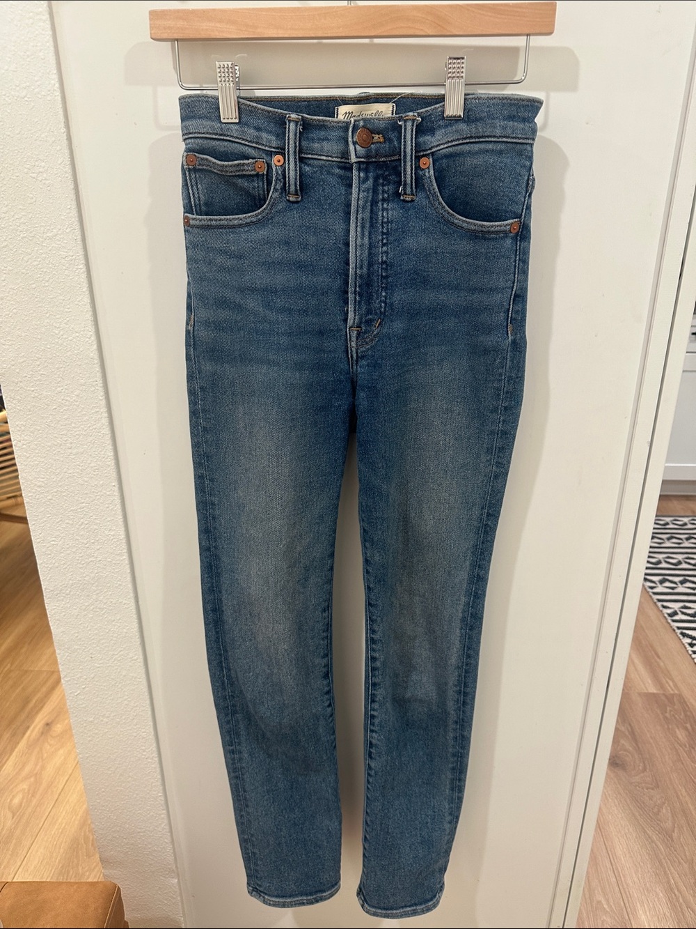 Madewell Straight Leg Jeans in Medium Blue Denim